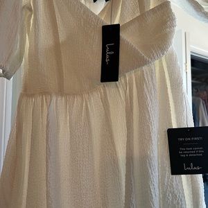White Lulus dress. Bought for wedding shower and didn’t wear.